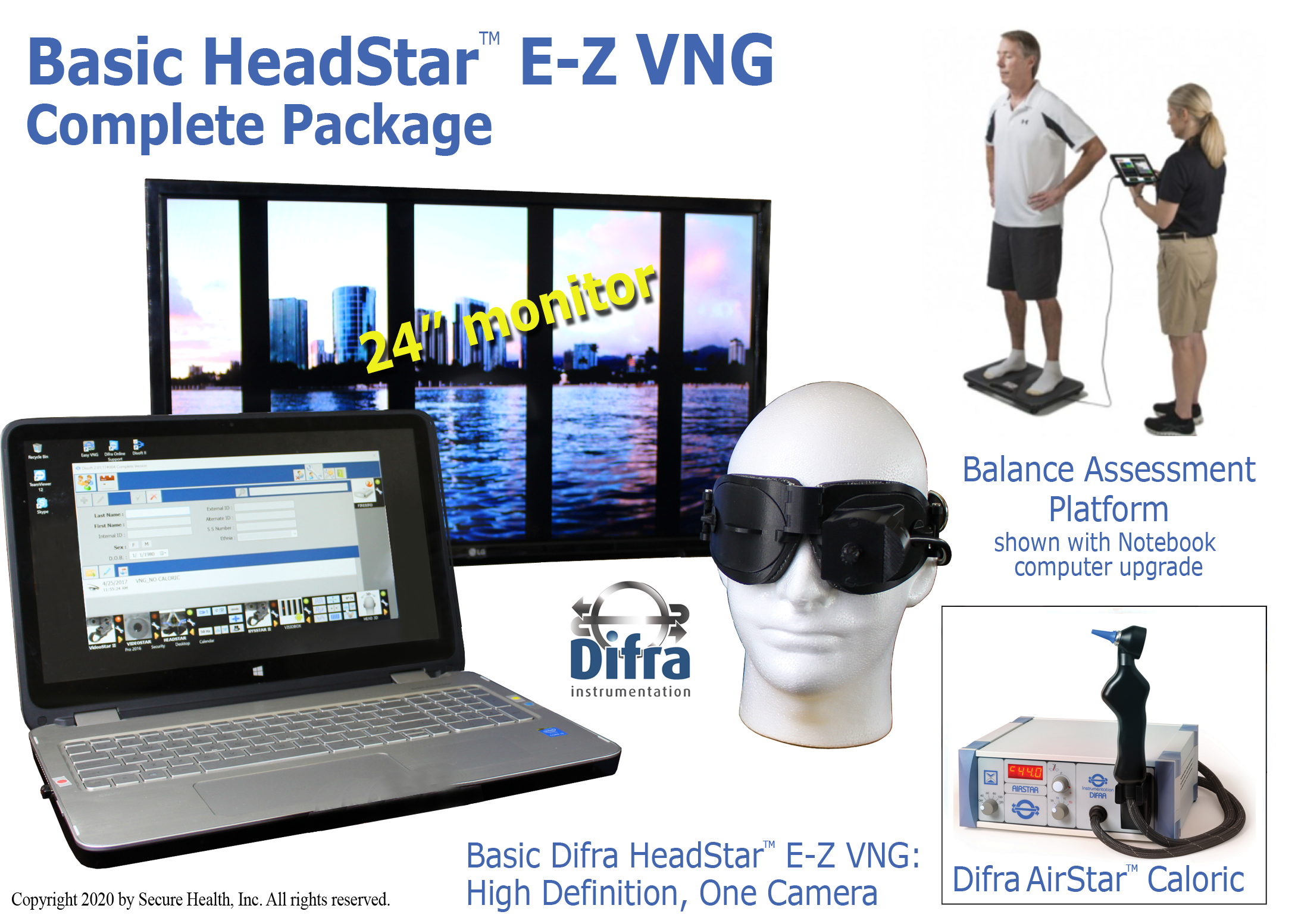 HeadStar E-Z VNG complete package, balance platform, caloric irrigator